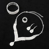 billige Smykkesett-Brude smykker sett 1 Legering Ringer 1 Armbånd Øredobber Halskjeder Dame Stilfull Luksus Søtt Fancy Dyrebar Geometrisk Form Smykkesett Til Festkveldsklær