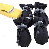 cheap Boots &amp; Paw Protectors-Dog Cat Pets Boots / Shoes Rain Boots Anti-Slip Waterproof Sneaker Solid Colored For Pets Waterproof Fabric Black