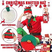 olcso Mikulás sapka és kiegészítők-Mikulás Manó Kesztyűk karácsonyi ajándék Kötött sapkák sálkészlet Férfi Női Újdonság Vicces Kötött Minta Karácsony szenteste Kesztyűk Sál Kalap