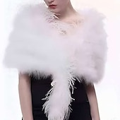 abordables Étole en fourrrure-enveloppes en fausse fourrure pour femmes élégantes&amp;amp;enveloppes de mariage luxueuses en fausse fourrure sans manches avec plumes pour l&#039;hiver formel