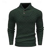 preiswerte Herrenpullover-Herren Pullover Strickpullover Gerippt Stricken Standard Strick Glatt Rollkragen Modisch Basic Urlaub Freizeitskleidung Bekleidung Herbst Winter Schwarz Gelb S M L