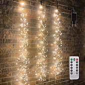 お買い得  太陽光発電-クリスマス LED ホタル 束ライト、2m 200 LED 滝ツリーつるストリングライト 屋外クリスマスガーランド ホリデー クリスマス デコレーション用