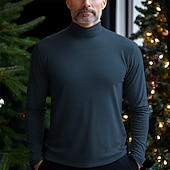billige grunnleggende t-skjorter-Herre T skjorte Turtleneck skjorte Langermet skjorte Langermet Rullekrage Vår &amp; Vinter عادي Mote Designer Fritid Klassisk Gate Sport Ferie Lyseblå Marineblå Svart Topp T-skjorte for menn