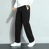 cheap Straight Leg-Men's Sherpa Athletic Pants Trousers Straight Leg Sweatpants Pocket Drawstring Elastic Waist Plain Comfort Warm Sports Outdoor Daily Fashion Casual ArmyGreen Black Micro-elastic