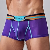 cheap Men&#039;s Boxers Underwear-Men&#039;s 1 PCS Boxers Underwear Boxer Shorts Patchwork Elastic Waist Chinlon Breathable Soft Comfortable Color Block Letter Mid Rise Black White