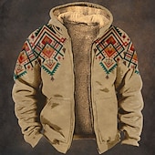 baratos moletons 3d masculinos-Homens Cowboy Tosão Moletons Moletom Moletom Moletom com capuz Com Capuz Étnico Impressão 3D Esportes Férias Streetwear Marron Cinzento Com Cordão Outono Inverno Designer