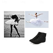 preiswerte Jazztanzschuhe-schwarze High-Top-Tanzschuhe zum Schnüren für Profis – bequeme, flexible Sohle für Ballett, Jazz und Bühnenauftritte