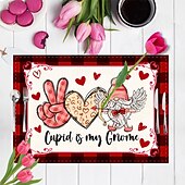 cheap Placemats &amp; Coasters &amp; Trivets-Valentine&#039;s Day Placemats Set of 4 Romantic and Decorative Table Mats Featuring Heart or Rose Patterns Durable and Heat-Resistant Perfect for Adding a Touch of Love to Your Dining Table Decor