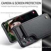 abordables Coques Samsung-téléphone Coque Pour S24 S24 Ultra Plus S24 FE S23 S22 S21 S20 Ultra Plus FE A55 A35 A25 A15 5G A54 A34 A14 A53 A33 A23 A13 S25 Ultra Coque Arriere Avec Support Fente pour carte Antichoc Rétro TPU PC