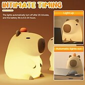 halpa Decorative Lights-Cute Cartoon Capybara Silicone Night Light USB Rechargeable Timing Dimming Sleep Night Lamp for Children's Room Decor