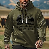 economico Hoodie Etnici Vintage-Per uomo Cowboy Felpe con cappuccio Felpa Etnico Cowboy Manica Lunga Girocollo Ferie Abbigliamento casual alla moda Nero Bianco Coulisse Autunno Inverno progettista