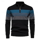 economico Maglioni e Cardigan Elite da Uomo-Per uomo Felpa Maglione Maglieria A Coste Maglia Top Regolari Cerniera Blocco di colori Collo ripiegato Maglieria Neutro All&#039;aperto Abbigliamento Primavera &amp; Autunno Nero Blu marino S M L