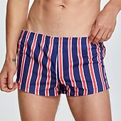 abordables Bóxer de hombre-Hombre 1 pc Boxer Boxers Cintura elástica 100% Algodón Transpirable Suave Cómodo Raya Tiro Medio Blanco Amarillo