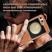 cheap Samsung Cases-Phone Case For Samsung Galaxy Z Flip 6 Z Flip 5 Z Flip 4 Z Flip 3 Back Cover Shockproof Retro Carbon Fiber Plating