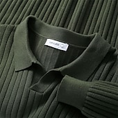 preiswerte Herrenpullover-Herren Pullover Pullover Polopullover Gerippt Stricken Standard Strick Glatt Kargen Modisch Basic Urlaub Freizeitskleidung Bekleidung Herbst Winter Schwarz Weiß M L XL