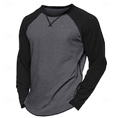 economico magliette di base-Per uomo Maglietta Camicia a Maniche Lunghe Felpa Manica Lunga Girocollo Estate Tinta unica Quotidiano Casual Stile da Strada Blocco di colore All&#039;aperto Streetwear Casual Nero Blu Grigio chiaro
