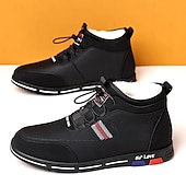baratos Ténis para Homem-tênis casuais masculinos forrados e quentes de inverno – sapatos de cano alto com cadarço à prova d&#039;água e forro de pelúcia, sola antiderrapante, ideal para atividades ao ar livre e clima frio
