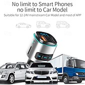 お買い得  車用Bluetoothキット/ハンズフリー-bc41 車用 mp3 プレーヤー 車載充電器、qc3.0 急速充電、カラフルなアンビエント ライト、FM トランスミッター、デュアル USB ポート