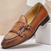 baratos Mocassins de couro premium-mocassins masculinos de couro marrom com fivela dupla e padrão de crocodilo – sapatos sociais de couro de vaca premium para uso formal e casual
