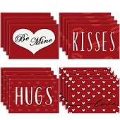 cheap Placemats &amp; Coasters &amp; Trivets-Valentine&#039;s Day Placemats Set of 4 Romantic and Decorative Table Mats Featuring Heart or Rose Patterns Durable and Heat-Resistant Perfect for Adding a Touch of Love to Your Dining Table Decor