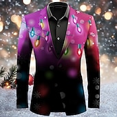 billiga Christmas Light Outfit-Herr Glödlampa Långärmad Nedvikt Artistisk Ledigt Festkvällskläder Dagligen Knappar 3D-utskrift Flera fickor