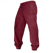 お買い得  スウェットパンツ-男性用 スウェットパンツ ジョガー コーデュロイパンツ ズボン カジュアルパンツ ドローストリング 弾性ウエスト 平織り 履き心地よい ソフト 全長 アウトドア カジュアル 日常 スポーツ ファッション Темный хаки ブラック
