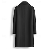 billiga Trenchcoat för män-Herr Rock Trenchcoat Lång trenchcoat Dagligen Semester Höst vinter Polyester Vindtät Mjuk Ytterkläder Kläder Mode Klassisk Slät Ficka Kavajslag Dubbelknäppt