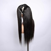 economico Parrucche lace front capelli veri-Parrucche in pizzo con cerniera sostituibile trasparente 13x4, capelli umani, attaccatura dei capelli pre-pizzicata, densità 150 per donne nere, colore nero naturale
