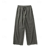 voordelige Loszittend-Voor heren Broek Vrijetijdsbroek Zak Trekkoord Recht been Streep Comfort Buiten Dagelijks Modieus Casual Donker Bruin Zwart Micro-elastisch