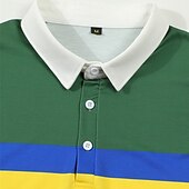 cheap Men&#039;s Classic Polo-Men&#039;s Golf Shirt Golf Polos Shirts Work Casual Lapel Long Sleeve Basic Modern Color Block Patchwork Buttons Spring &amp;  Fall Regular Fit Navy Blue Green Golf Shirt