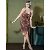 olcso Öltözetek-Retró Ordító 20-as évek 1920-as évek Déli Flapper ruha Felszerelések Koktélruha A nagy Gatsby Flapper lány Esküvői Vendég Flitter Rojt Női Farsangi jelmez 7 db Karácsony Mindszentek napja Farsang