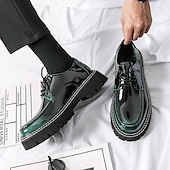 abordables Semi-formel-chaussures oxford à plateforme en similicuir verni pour hommes avec semelle crantée épaisse - chaussures formelles et décontractées élégantes pour le bureau, les événements et les fêtes