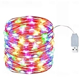 economico Striscie luci USB-2 luci a LED USB, luci fatate impermeabili in filo di rame/argento da 2 m, 3 m, 5 m, 10 m e 20 m per decorazioni natalizie, per matrimoni e feste