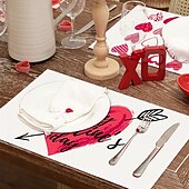 cheap Placemats &amp; Coasters &amp; Trivets-Valentine&#039;s Day Placemats Set of 4 Romantic and Decorative Table Mats Featuring Heart or Rose Patterns Durable and Heat-Resistant Perfect for Adding a Touch of Love to Your Dining Table Decor