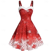 preiswerte Weihnachtsparty-Kleid-A-Linie Kleid Ausgefallenes Weihnachtskleid Weihnachten Damen Weihnachten Maskerade Heiligabend 1950s Erwachsene Party Weihnachten Silvester Kleid