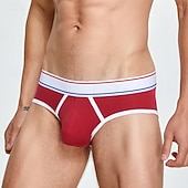 abordables Slips homme-Homme 1 pc Slips Caleçon Patchwork 90% coton Respirable Doux Confortable Bloc de couleur Taille Basse Jaune Rouge