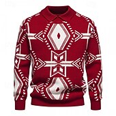 preiswerte Herrenpullover-Herren Pullover Strickpullover Gerippt Stricken Standard Strick Raute Kargen Modisch Basic Freizeitskleidung Verabredung Bekleidung Herbst Winter Schwarz Rote S M L
