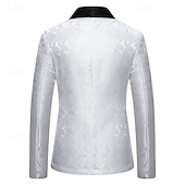 ieftine Sacouri clasice pentru bărbați-Bărbați Blazer Afaceri Petrecere cu cocktail Petrecere Nuntă Modă Casual Primăvara &amp; toamnă Poliester Imprimeu Paisley Buzunar Nasturi Comfortabil Cu Un Nasture Blazer Argintiu Gri Închis Negru Alb
