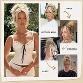 cheap Chignons-Messy Bun Hair Piece Scrunchie Extension Tousled Updo Wavy Curly Hairpieces Synthetic Chignon for Women Girls