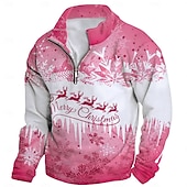 cheap Christmas Animal Outfit-New Year Christmas Men&#039;s Sweatshirt Long Sleeve Vacation Going out Streetwear Light Yellow Dark Yellow Light Blue Gray&amp;White Red2 Print Spring &amp;  Fall Designer S M L XL XXL 3XL