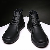 abordables Bottines-bottines décontractées en similicuir pour hommes avec design à lacets, semelle antidérapante confortable, parfaites pour un usage quotidien et des activités de plein air