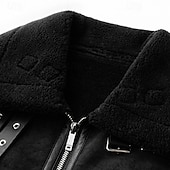 abordables Veste en simili-cuir-Homme Simili Cuir Veste Polaire Veste moto Blouson Moto du quotidien Vacances Coupe Vent Chaud Poche Automne hiver Plein Mode Classique Revers Normal Noir Beige Café Veste