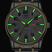 economico Orologi al quarzo-1 pz nuovo acciaio inossidabile con orologio da uomo digitale calendario settimanale display moda tendenza vita viaggio luminescente tempo libero sport affari orologio regalo di compleanno regalo di