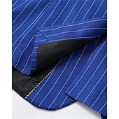 abordables Blazers Clásicos para Hombres-Hombre Trajes chaqueta Negocio Fiesta de Cóctel Fiesta de Boda Moda Casual Primavera &amp; Otoño Poliéster Rayas Botones Bolsillo Cómodo Botonadura Simple Chaqueta de sport Amarillo Azul Piscina Morado