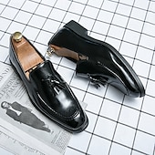 preiswerte Halbformell-Rote Loafer aus Kunstleder für Herren mit Quastendetail – elegante Schlupfschuhe für formelle Anlässe und das Büro