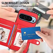 お買い得  その他のスマホケース-電話 ケース 用途 ピクセル9プロ ピクセル9プロXL Pixel 8 Pro Pixel 8 ピクセル9 バックカバー スタンド付き カード挿入口 耐衝撃 レトロ風 TPU PUレザー