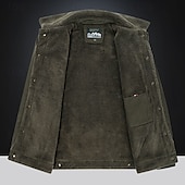 cheap Men&#039;s Graphic Jackets &amp; Coats-Men&#039;s Reindeer Print Embroidered Fleece Jacket Sherpa Hunting Jacket Work Cargo Jacket Turn-Down Collar Warm Winter Cotton Jacket Vintage Casual Going Out Coat Multi-Pockets