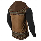 abordables sweats à capuche 3d pour hommes-Homme Cowboy Sweats à Capuche Sweat à capuche Sweat à capuche Capuche Décontractées 3D effet Vacances Sortie Chasse Bleu Marron Cordon Automne Hiver Designer