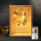 baratos Presente Memorial-Moldura de foto personalizada com iluminação usb, luz noturna de acrílico personalizada, presentes memoriais para a perda de um ente querido, decoração de lembrança