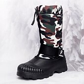 tanie Buty zimowe i śniegu-męskie zimowe buty śnieżne w kamuflażu z wodoodporną cholewką i pluszową podszewką - wytrzymała, antypoślizgowa podeszwa, regulowany pasek, idealne do aktywności na świeżym powietrzu